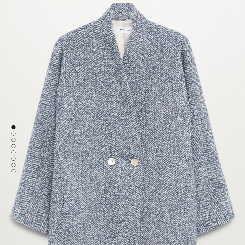 Mango Blue Herringbone Coat - Picture 3 of 7